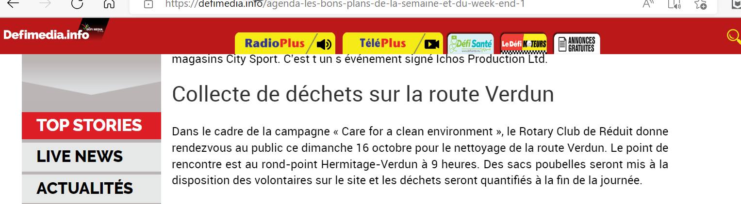 Collecte de dechets sur la route Verdun