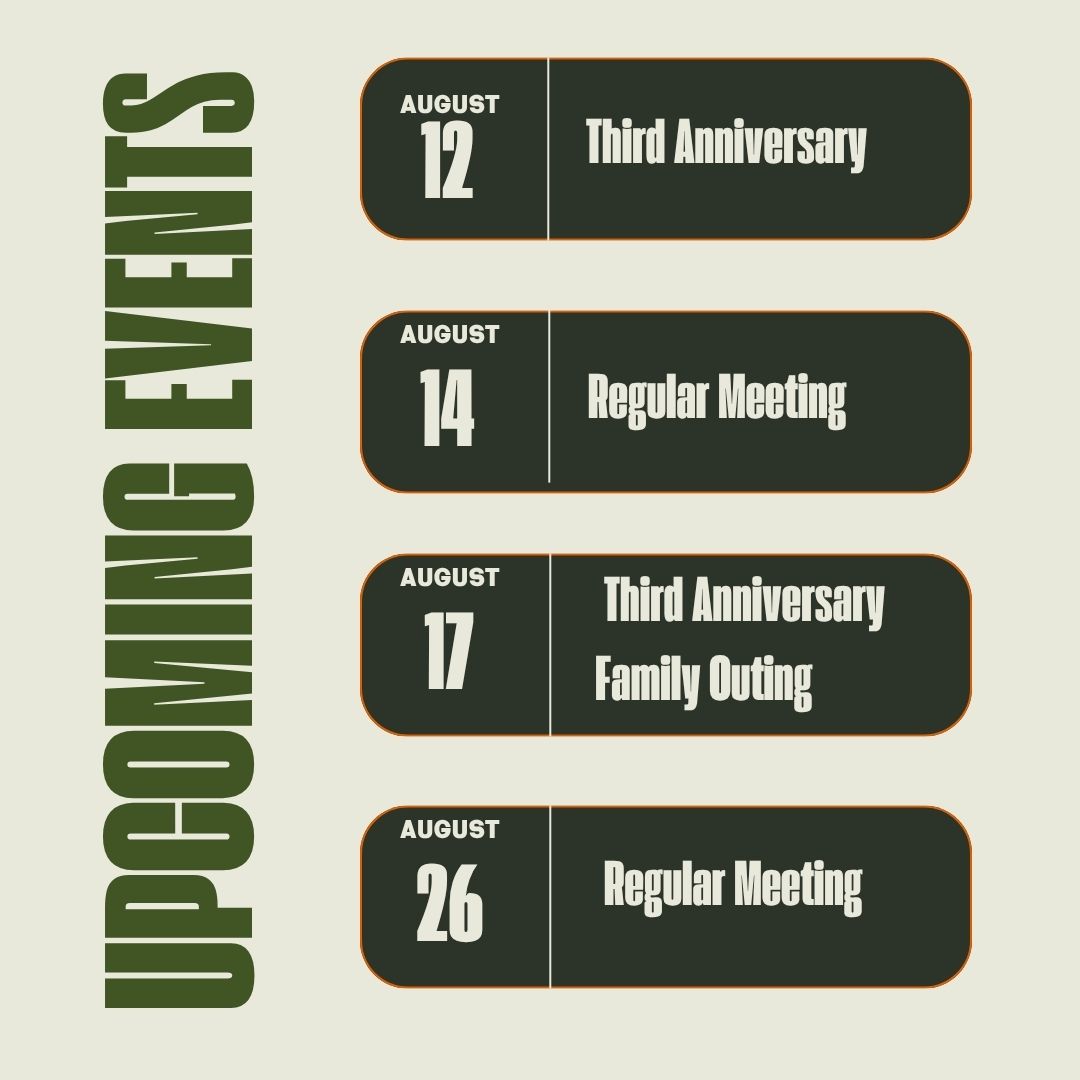 Upcoming events for August 2025